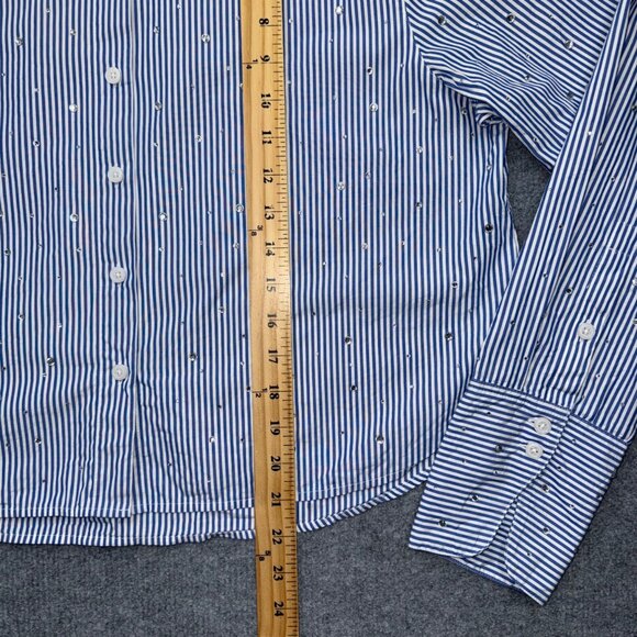 J.Crew Garcon Pinstripe Shirt Crop Crystal Detail Poplin Preppy Coastal Women 10 - Picture 12 of 13